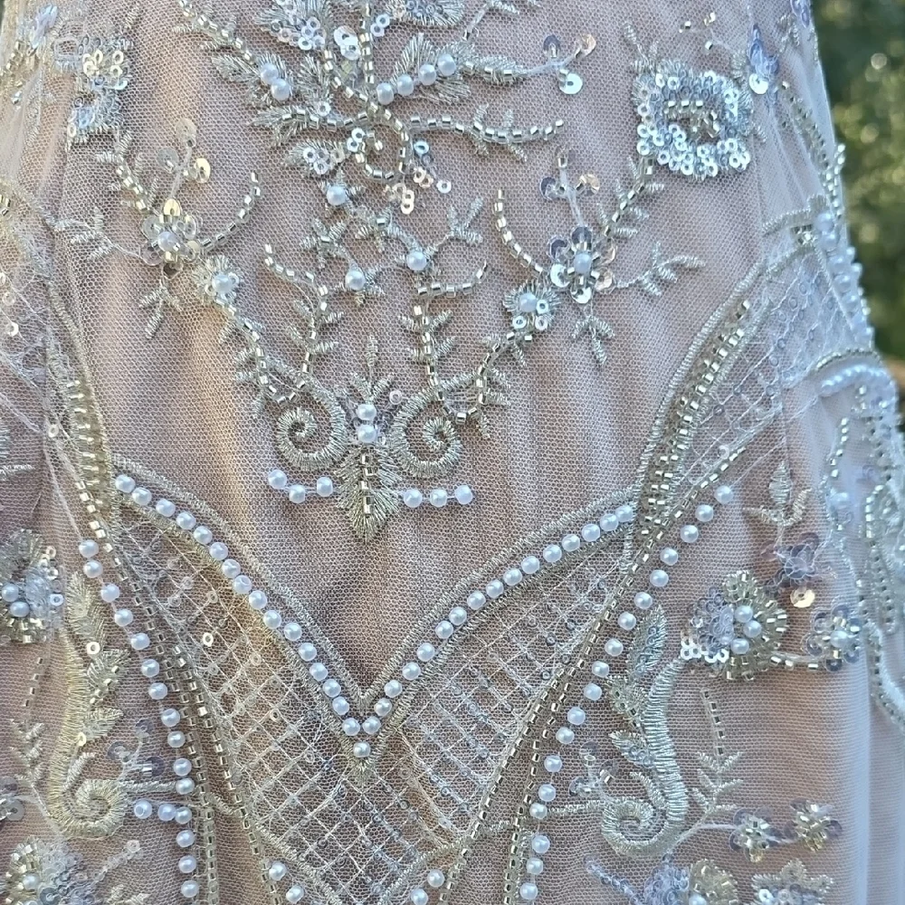 NWT $598 DRESS THE POPULATION SHERIDAN STRAPLESS GOWN DRESS IN WHITE & NUDE SZ S - Picture 8 of 11